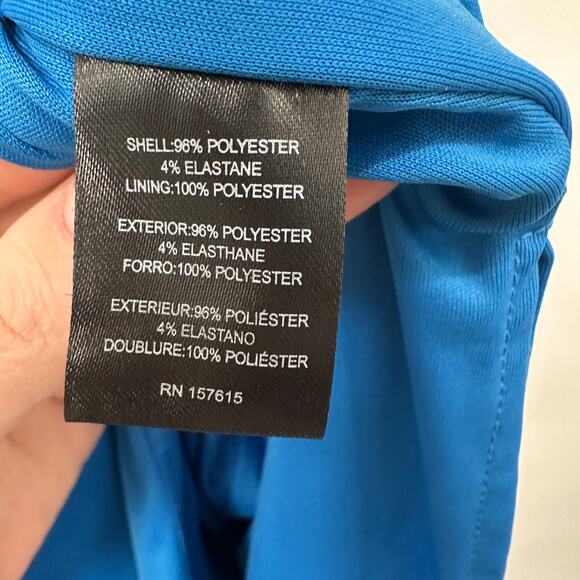 TAHARI ASL Blue Stretch Crepe Side Knot Short Sleeve Knee-Length Dress // 8 - Picture 7 of 12